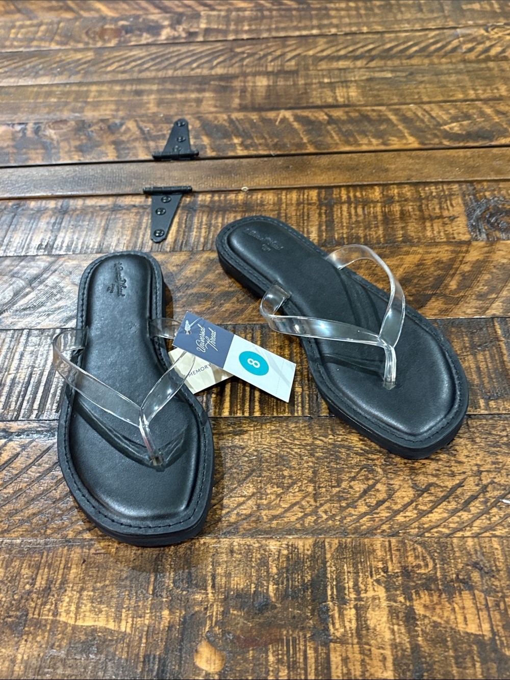 Universal Thread Black Footbed Sandals with Clear Straps